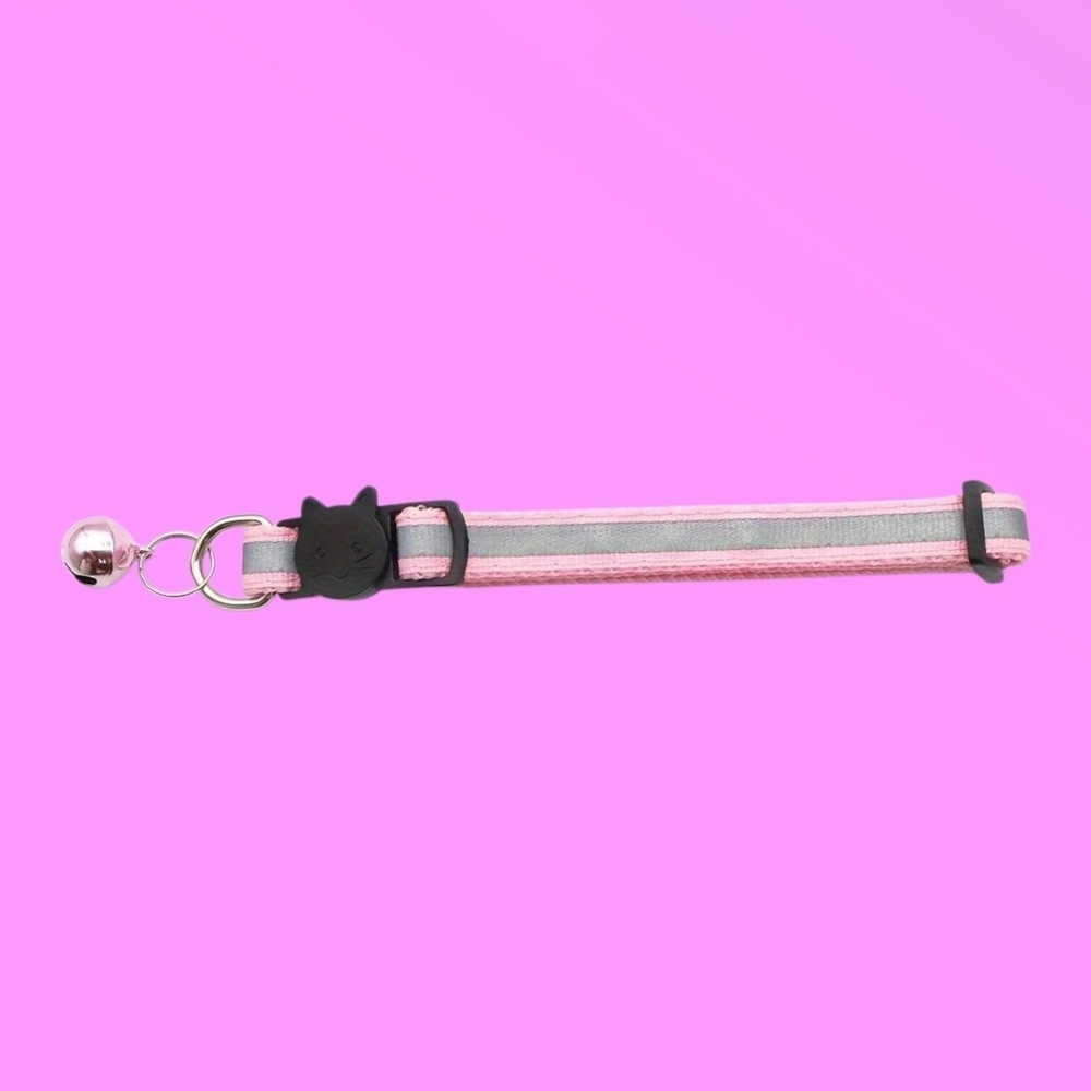 Pink & Silver Reflective Nylon Cat Collar